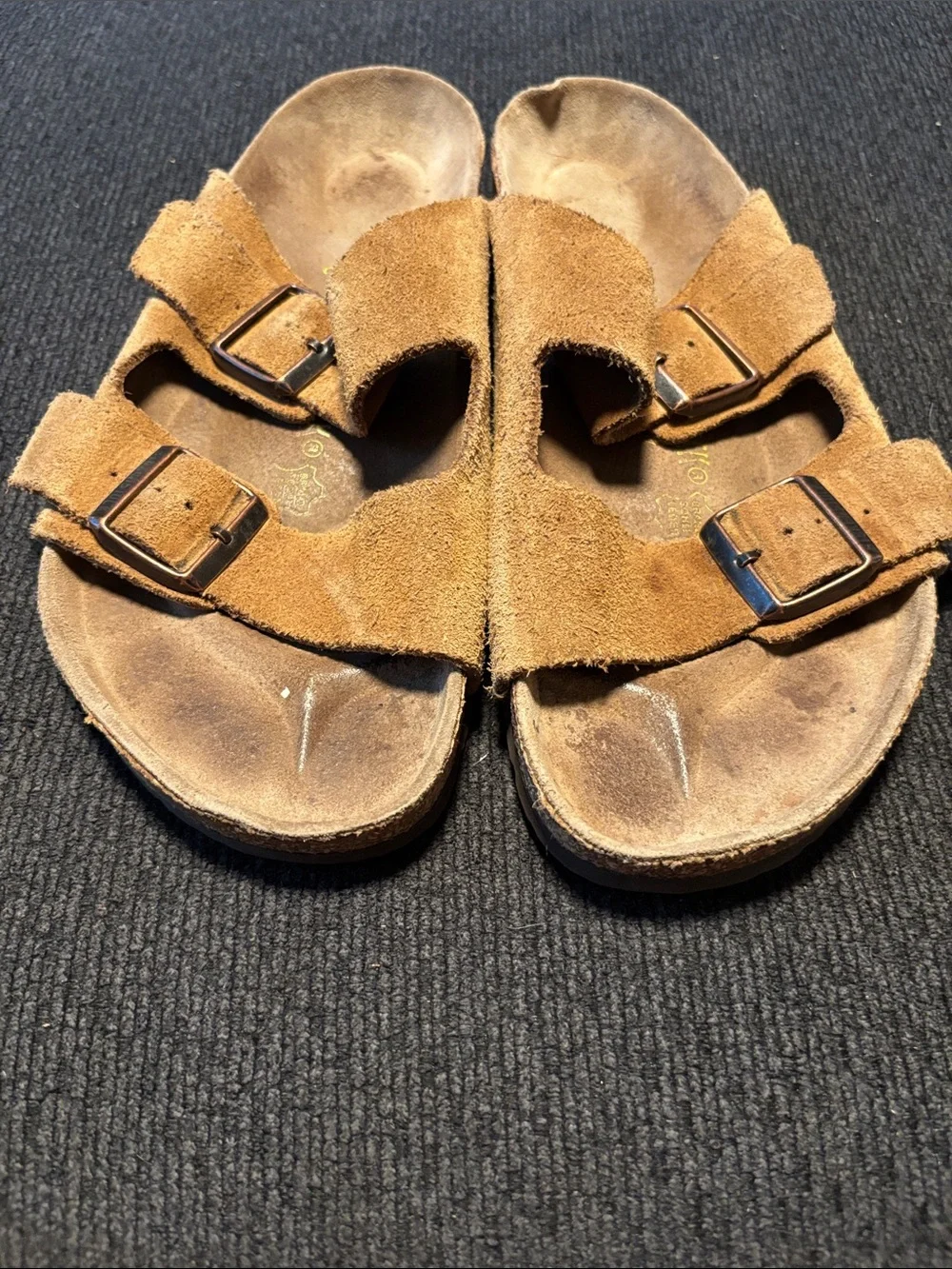 Birkenstock Men's Suede Double Buckle Sandals in Tan